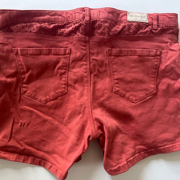 NAF NAF Paris Coral Cotton Denim Eyelet Shorts - Picture 5 of 5